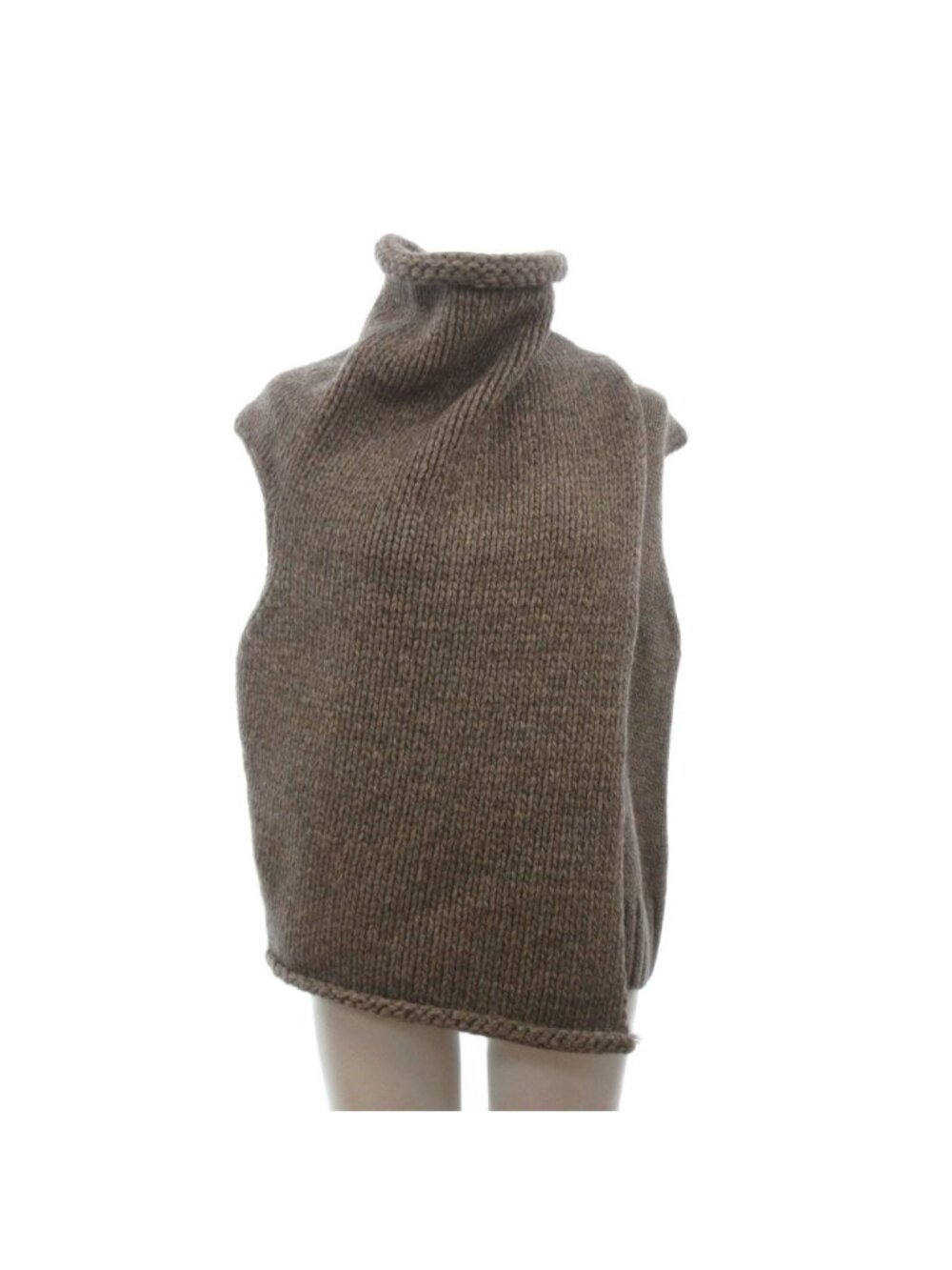 Celine Phoebe Philo Era Knit Vest Deformed High Neck Wool Beige